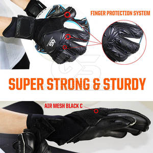 Gants de gardien de but en latex noir, forte adhérence, doigts entièrement couverts, sangle réglable, séchage rapide pour le sport - Product Image 2