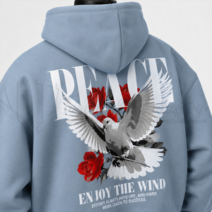Sweat-shirt à capuche bleu clair pour homme, coupe classique, imprimé motif rose, streetwear décontracté, pull-over - Product Image 6