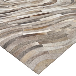 Tapis en cuir de vache de style persan avec des rayures tissées en coton et un design patchwork, antidérapant et adapté aux animaux domestiques, pour la prière à domicile - Product Image 2