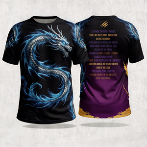 T-shirt à manches courtes pour homme en polyester, impression par sublimation, motif dragon, coupe ajustée, motif animal, vêtements de sport - Product Image 1