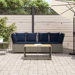 Sofá de Patio de Ratán Sintético Gris con Cojines, Elegante Conjunto de Sofás para Jardín - Product Image 3