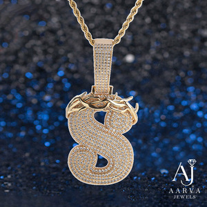 Collier pendentif lettre hip-hop plaqué or rose 18 carats avec micro-incrustation de moissanite pour cadeau de fête - Product Image 5