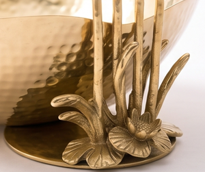 Bol en métal finition or moderne avec motif d'oiseau, centre de table décoratif fait main pour salle à manger et espace de vie - Product Image 3
