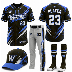 Wholesale Unisex Breathable Baseball Jersey And Pants With Socks And Caps Sublimation Adult's Softball Training Uniform Set - Product Image 5