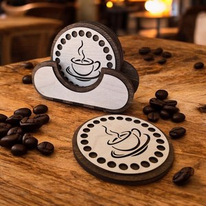 Sous-verre rond en bois résistant à la chaleur pour la maison et l'hôtel de TIMELESS CRAFT - Product Image 1