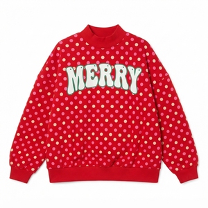 Premium Wear Women Winter Christmas Sweatshirt Dress Mock Neck Polka Dot Collar Cuff Hem Oversized Long Sleeve Holiday Pullover - Product Image 6