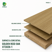 Panneau MDF mélaminé Jinbase Golden Reed Oak 18 mm E0 1220x2440 mm, panneau de fibres à densité moyenne pour armoire de cuisine, placard