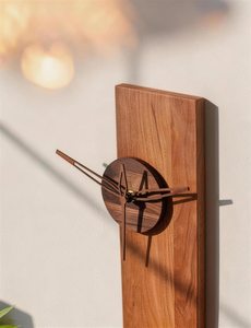 Vertical Wooden <b>Wall</b> <b>Clock</b>, Modern Slim Wood Slab <b>Decor</b>, Minimalist Timepiece - Product Image 4