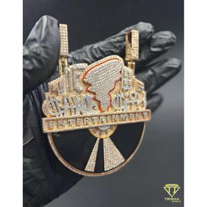 Collier pendentif logo Iced Out Entertainment avec diamants VVS cultivés en laboratoire et bijoux hip-hop en argent sterling 925 - Product Image 6