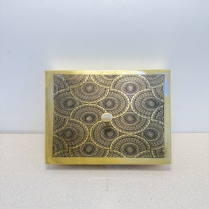 Premium Square Brass Spice <b>Box</b> with 9 Round Containers Oxidized Mandala Art Lid Dual Tone Indian Masala Dani Kitchen Organizer S - Product Image 4