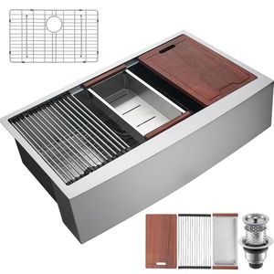 Lavello da cucina in acciaio inox 304, a montaggio superiore, a vasca singola, con bordo e accessori, per ville e laboratori - Product Image 1