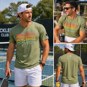 Ropa de Pickleball con Logotipo Personalizado |   Camiseta Deportiva de Secado Rápido que Absorbe la Humedad, Color Verde Salvia Jaspeado, OEM - Product Image 6