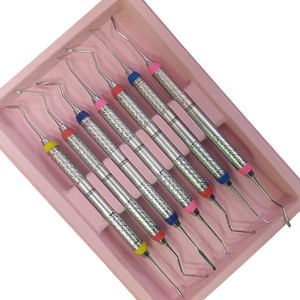 Kit d'instruments de restauration dentaire en composite de résine argentée de haute qualité, manuel, réutilisable, 7 pièces, avec poignée ergonomique, outils dentaires de classe I - Product Image 2