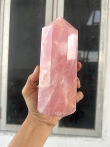 Prix de gros usine : Pointe de quartz rose naturel poli, Pierre de guérison REIKI, Tour de cristal sculptée, Décoration d'intérieur - Product Image 3