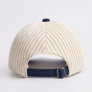 Custom Embroidered Two Tone Retro Varsity Striped Cotton Twill Baseball Cap Premium Adjustable <b>Hat</b> for Men Women Wholesale - Product Image 3