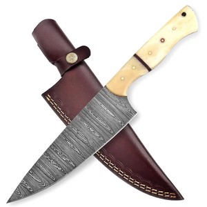Cuchillo de Cocina Profesional de Acero de Damasco Hecho a Mano, Cuchillería de Cocina de Primera Calidad con Hoja Artesanal y Mango de Hueso Personalizado - Product Image 3