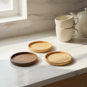 REHMAN CRAFT Custom Handmade Beech <b>Walnut</b> Wood <b>Coffee</b> Cup Coaster Set Natural Wood Epoxy Resin Inlay Design for Home Kitchen - Product Image 3