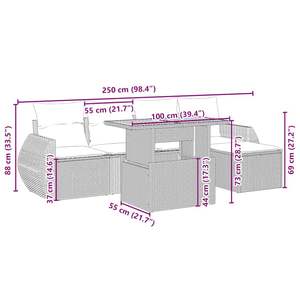 Ensemble de canapé de jardin en rotin PE beige 6 pièces avec accoudoirs réglables - Product Image 4