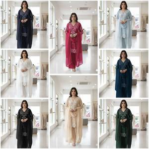 ชุดสาหรี่กะมีซปักลายพิเศษสำหรับเทศกาลอีด ดีไซน์ทันสมัย เหมาะสำหรับงานแต่งงานและงานเลี้ยง พร้อมเสื้อและผ้าคลุมไหล่ - Product Image 6