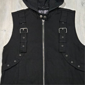 Chaleco con Capucha para Hombre 2026, Negro, Estilo Gótico Punk, con Tachuelas, Cierre de Cremallera, Algodón Resistente, Ropa Urbana, Venta al Por Mayor de Fábrica - Product Image 4