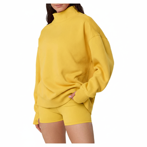 Sweat-shirt oversize à col roulé pour femme, écologique, respirant, doublé en polaire, style streetwear pour l'automne/hiver - Product Image 2