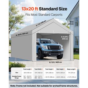 Telo di Ricambio per Tettuccio Camion 13 x 20 piedi con Pareti Laterali Resistenti ai Raggi UV, Impermeabile e Ultra Resistente - Product Image 2