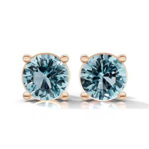 Heerani Jewels Natural Round Aquamarine 925 <b>Sterling</b> <b>Silver</b> Classic <b>Stud</b> Vermeil Rose Gold Unisex <b>Earrings</b> - Product Image 4