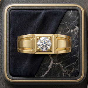 Bague de fiançailles de luxe pour homme en or 14 carats avec diamant de laboratoire certifié IGI |   Solitaire Rond Brillant |   Fournisseur de bijoux en gros - Product Image 5