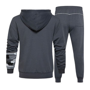 Mens Dark Grey Solid Eco-Friendly Breathable 100% <b>Polyester</b> <b>Tracksuit</b> Set Drawstring Closure Slim Fit Jogger Pants Athletic - Product Image 6