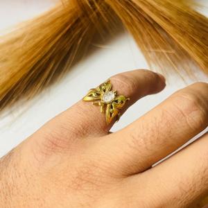 Butterfly <b>Ring</b> 18K Gold Plated Moonstone Brass Modern Bezel Set Women's Gemstone Daily Wear - Product Image 2