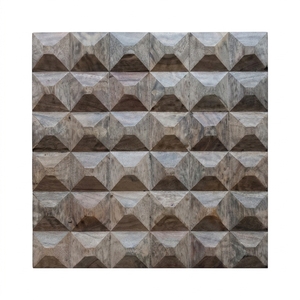 Decoración de Pared, Panel de Arte Mural Tallado en Madera Natural Moderna con Patrón Geométrico de Diamantes en 3D, Decoración de Interiores de Hogar Contemporánea de Lujo - Product Image 1