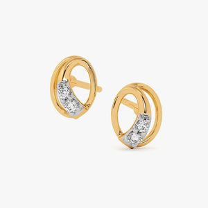 ต่างหูเพชรทรงรีโค้งแบบฉลุลายทองคำเหลืองเพาะเลี้ยงในห้องปฏิบัติการ - Product Image 2