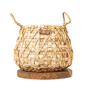 Maceta rústica artesanal de jacinto de agua natural con asa, maceta rústica, tejida a mano en Vietnam para un hogar acogedor y un hotel elegante - Product Image 1