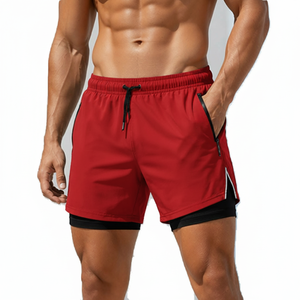 Men's Dual Layer Water Sport <b>Shorts</b> Quick Dry Inner <b>Compression</b> Zip Security Pocket Custom Logo Bulk Order Manufacturer - Product Image 1