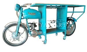 Meilleure collection de meubles de bar vintage bleus, style moto Triumph, art antique himalayen - Product Image 3