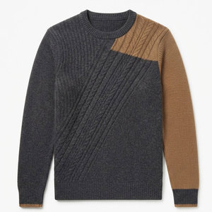 Pull-over en tricot léger pour homme, tissu doux et chaud, vêtements décontractés d'hiver, poignets côtelés et col rond - Product Image 1