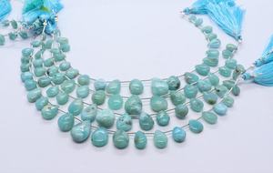 Perles de Larimar naturelles lisses en forme de poire 6x8-11x16 mm, perles de pierres précieuses Larimar, 9 pouces, perles de Larimar lisses en forme de poire pour bijoux - Product Image 3
