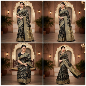 Tela de Saree de Satén Mashru Puro de la Mejor Calidad |   Ropa Festiva de Lujo de Seis Yardas |   Nueva Colección de Diseñador a Precio de Mayoreo - Product Image 4