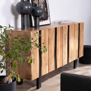 Vandana Amber Sense Large 190cm designer <b>sideboard</b> in solid acacia wood and black metal Zen Black - Product Image 2