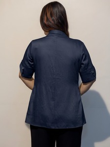 Chemise pour femme en coton 100% de qualité supérieure, bleu marine, pour un usage quotidien décontracté, chemise confortable, achat direct auprès du fournisseur, export en gros en provenance d'Inde - Product Image 3