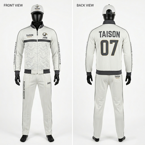 Mens Cricket <b>Tracksuit</b> Premium Polyester Interlock Soft Breathable <b>White</b> Contrast Panel Sublimation Embroidery Custom Logo Set - Product Image 6