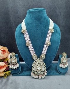 ชุดสร้อยคอจี้มุกมิ้นท์หรูหรา Ping Bling สไตล์คุณดันแบบดั้งเดิม สำหรับเจ้าสาว งานแต่งงาน งานเลี้ยง ของขวัญ ชุดเครื่องประดับ - Product Image 4