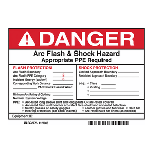 Danger Arc Flash Boundary PPE Category 2 Safety Labels Durable <b>PVC</b> <b>Adhesive</b> for Electrical Equipment - Product Image 3