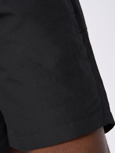 Men's Solid <b>Black</b> Board Shorts Quick Dry Drawstring Casual Swimwear Mid Waist Short Length Woven Polyester - Product Image 3
