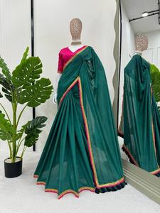 Bordado intrincado Bollywood Silk Saree Collection Estilo indio para ocasiones especiales y fiestas nocturnas Ropa de fiesta - Product Image 3