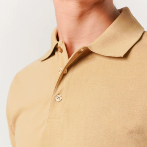 เสื้อโปโลผู้ชายสีพื้น ผ้าคอตตอนปิเก้ แขนสั้น ทรงปกติ สวมใส่สบาย ระบายอากาศได้ดี ดีไซน์ถัก ติดกระดุมด้านหน้า - Product Image 5