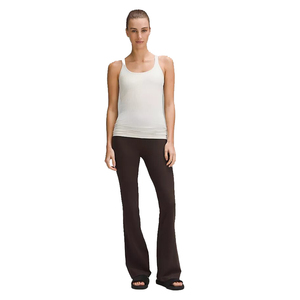 High Waist Ribbed <b>Flared</b> <b>Leggings</b> Full Length Seamless Stretch Yoga Pants Solid Color Spandex Nylon Women's Activewear - Product Image 2