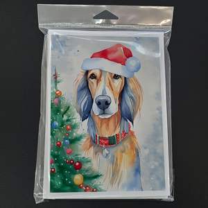 Whimsical Saluki Christmas A7 Greeting Cards Pack of 8 Blank Note Cards with <b>Envelopes</b> <b>5x7</b> Size - Product Image 3