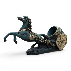 Porte-bouteille de vin en polyrésine de luxe en forme de chariot de chevaux, sculpture décorative, support à vin de table pour la décoration de bar à domicile - Product Image 2