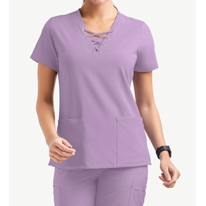 Bulk <b>Scrub</b> <b>Set</b> Women Anti Microbial V Neck Top Elastic Waist Hospital Medical Uniform Customizable Wholesale Price <b>Scrub</b> <b>Sets</b> - Product Image 4